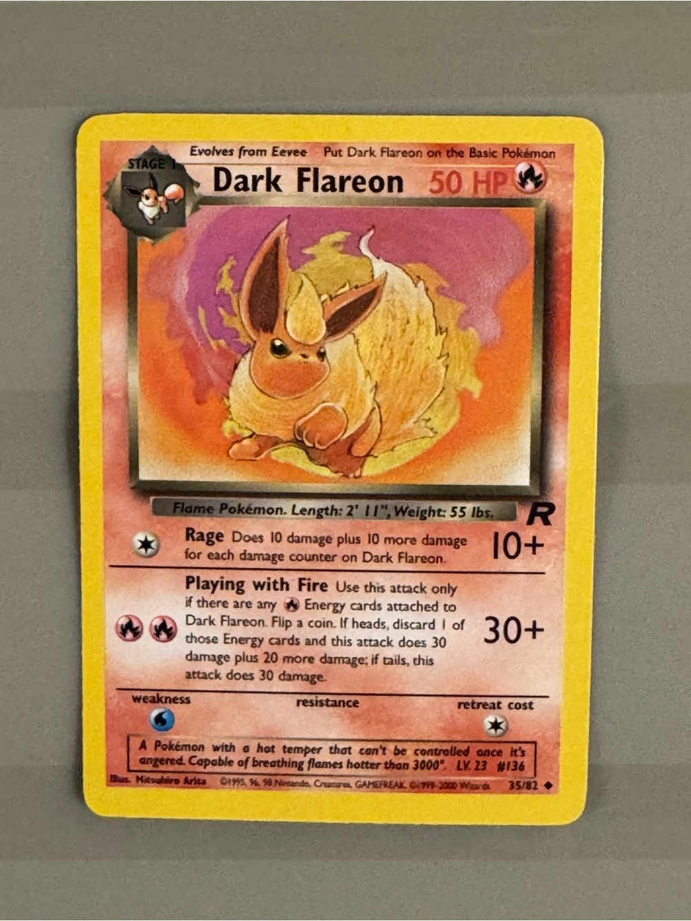 Pokemon Dark Flareon Trading Card - Yellow, Orange, Red, Pink